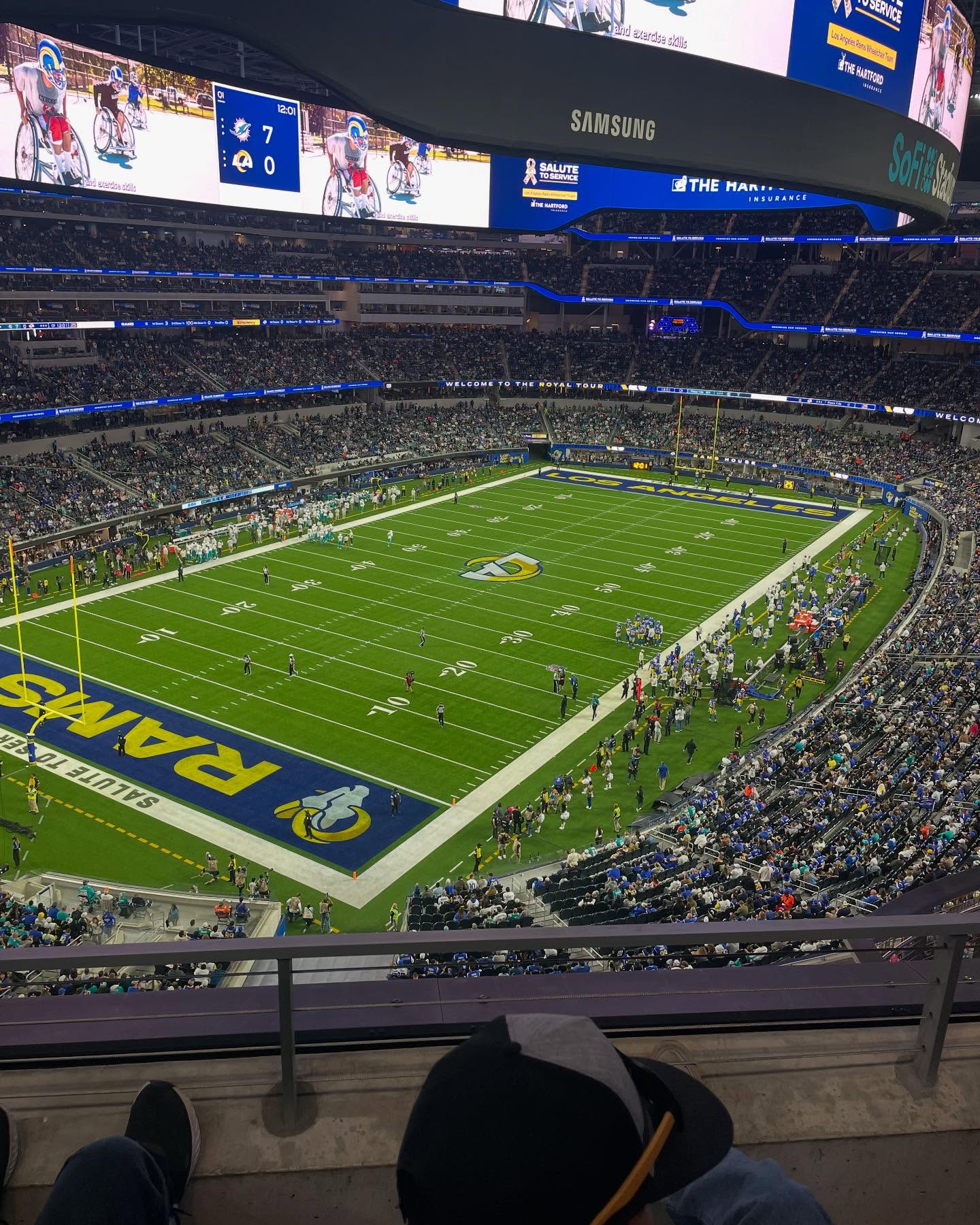At the Rams game for Monday Night Football