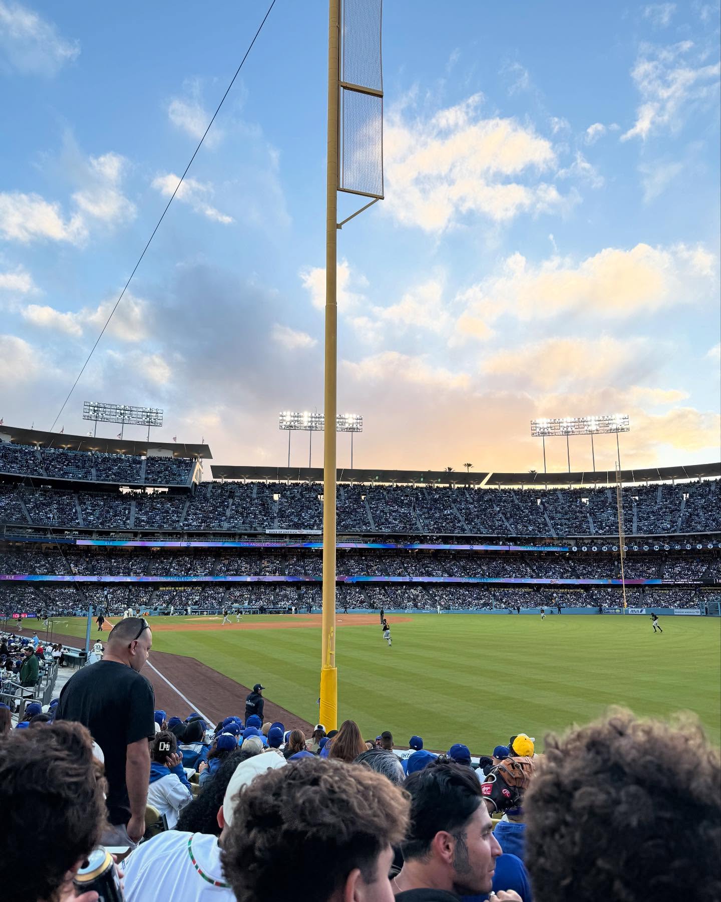 Enjoying a Dodger Dog at the game
