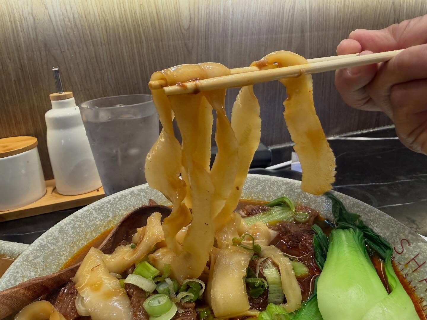 Knife cut beef noodle soup at Shang Artisan Noodles