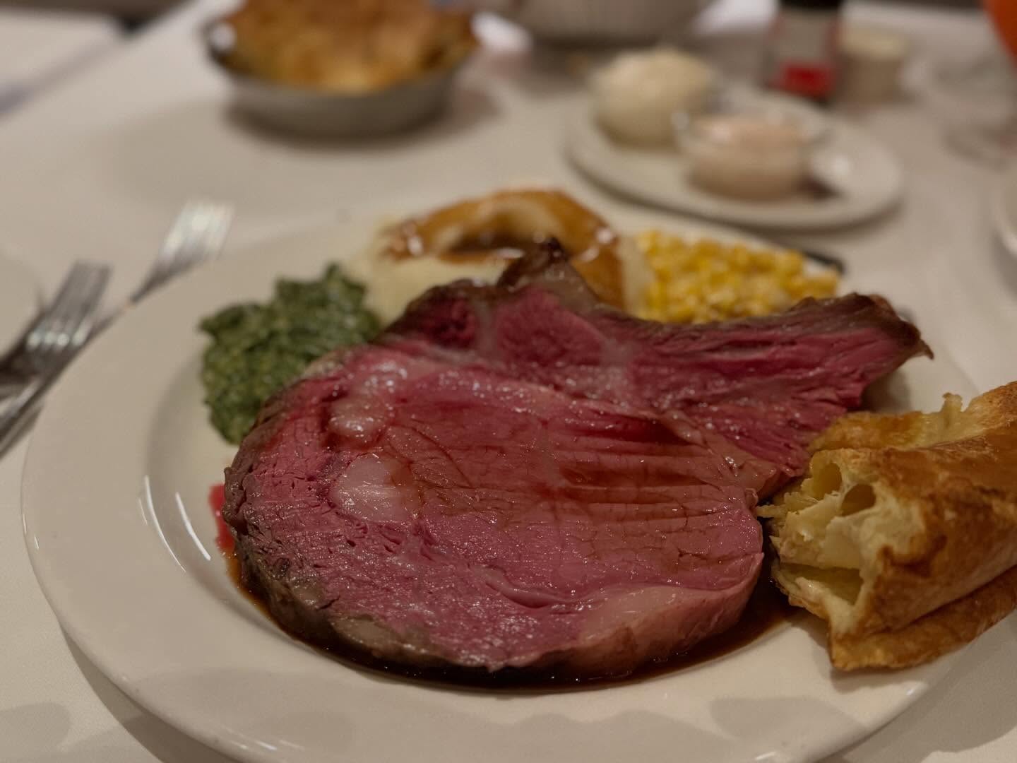 Diamond Jim Cut at Lawry’s The Prime Rib  the Yorkshire pudding, creamed corn...