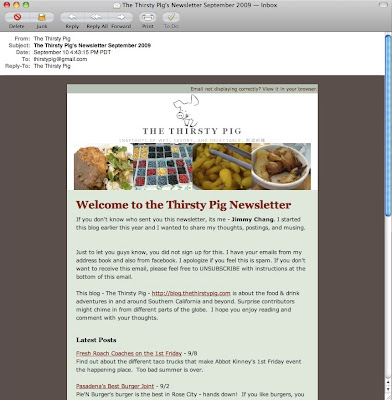 The Thirsty Pig Monthly Newsletter Email